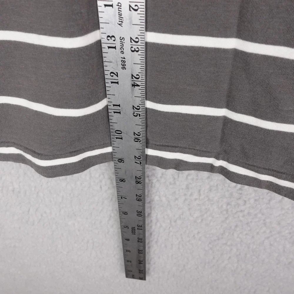 Hollister Mens XL Grey White Striped Short Sleeve Cotton Polo Shirt Logo 6271